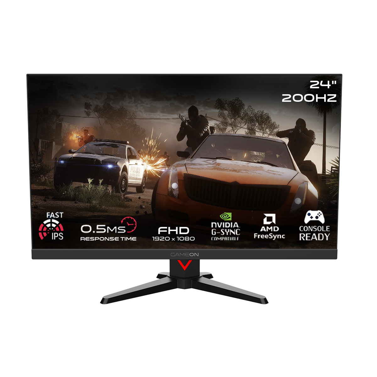 GAMEON GOMM24FHD200IPS Dominator Series 24" FHD, 200Hz, MPRT 0.5ms, HDMI 2.1, Fast IPS Gaming Monitor (Supports PS5) - Black
