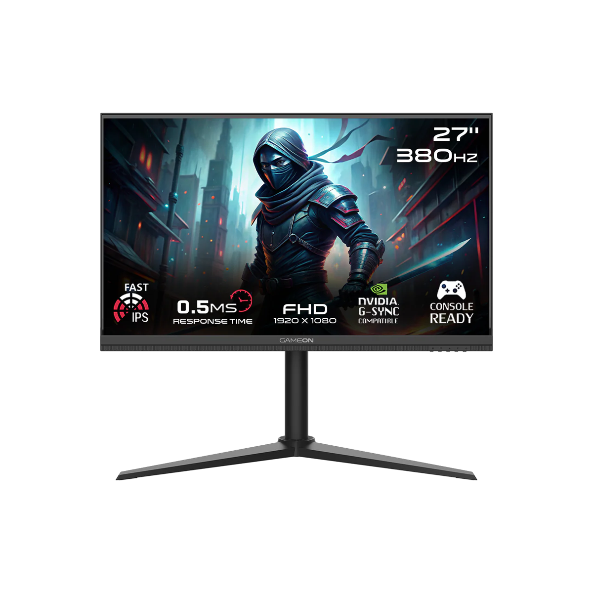 GAMEON GOMP27FHD380IPS Midnight Pro Series 27" FHD, 380Hz, MPRT 0.5ms, HDMI 2.1, Fast IPS Gaming Monitor (Supports PS5) - Black