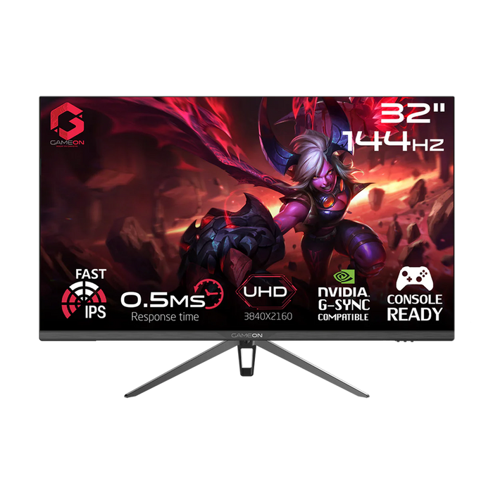 GAMEON GOP32UHD144IPS Premium Series 32" 4K UHD, 144Hz, MPRT 0.5ms, HDMI 2.1, Fast IPS Gaming Monitor (Supports PS5) - Black