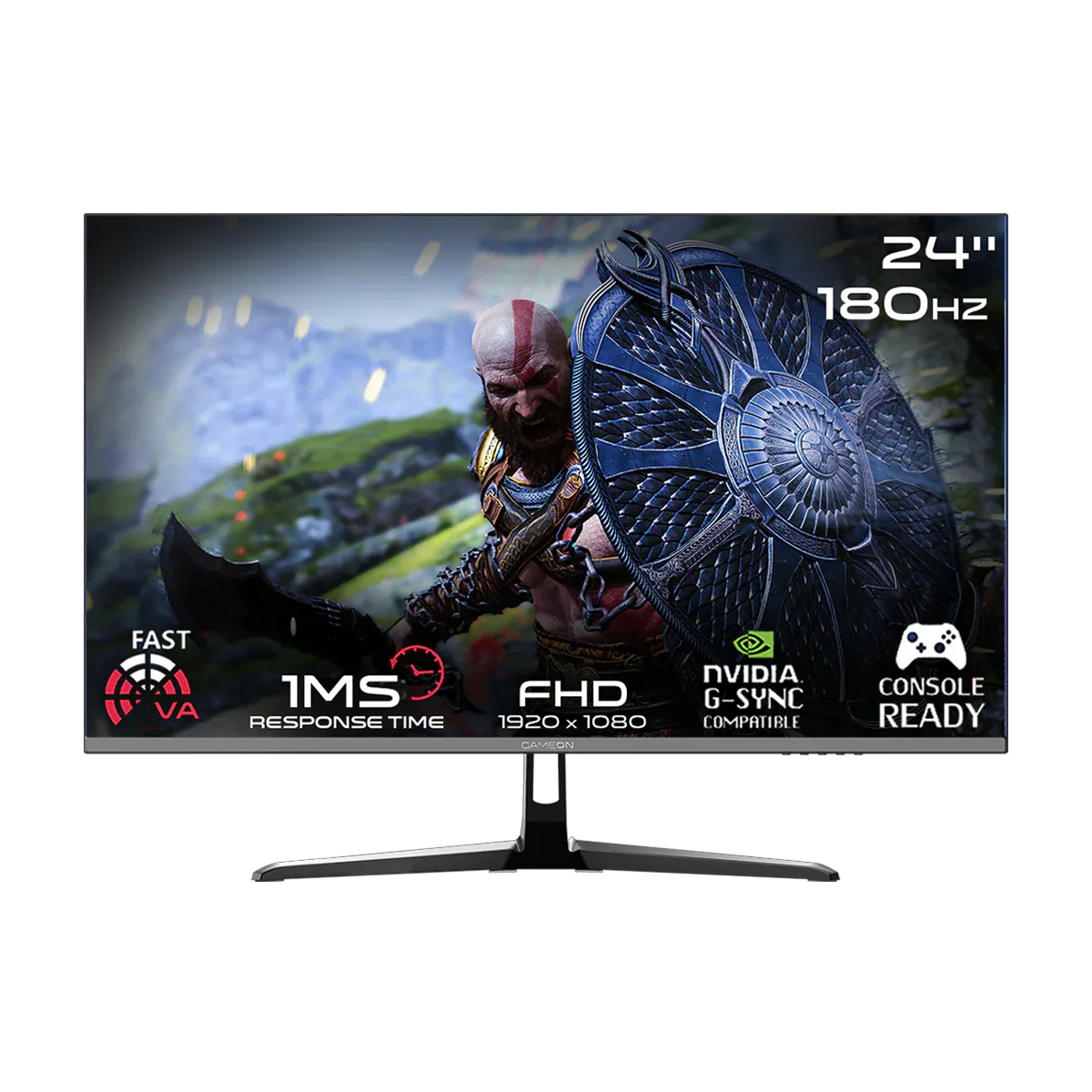 جيم أون, شاشة الألعاب فئة برو بحجم 24 بوصة, 180 هرتز, زمن الاستجابه 0.5, اتش دي ام اي 2.1 تدعم سوني 5 - أسود
