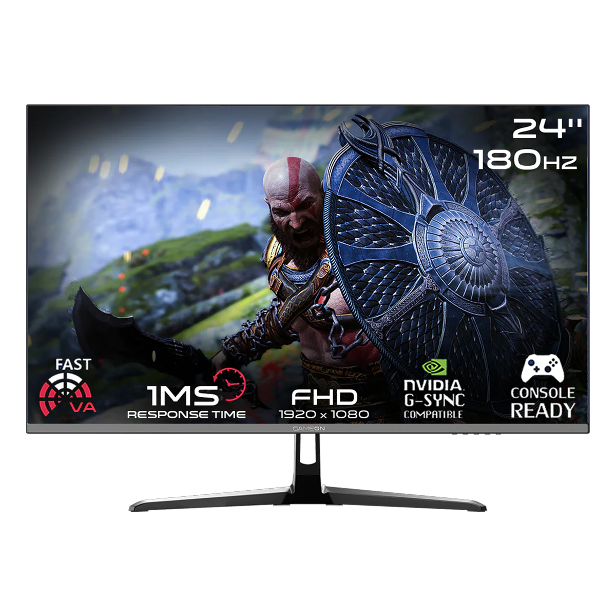GAMEON GOPS24180VA Pro Series 24" FHD, 180Hz, MPRT 0.5ms, HDMI 2.1, Fast VA Panel Gaming Monitor (Supports PS5) - Black