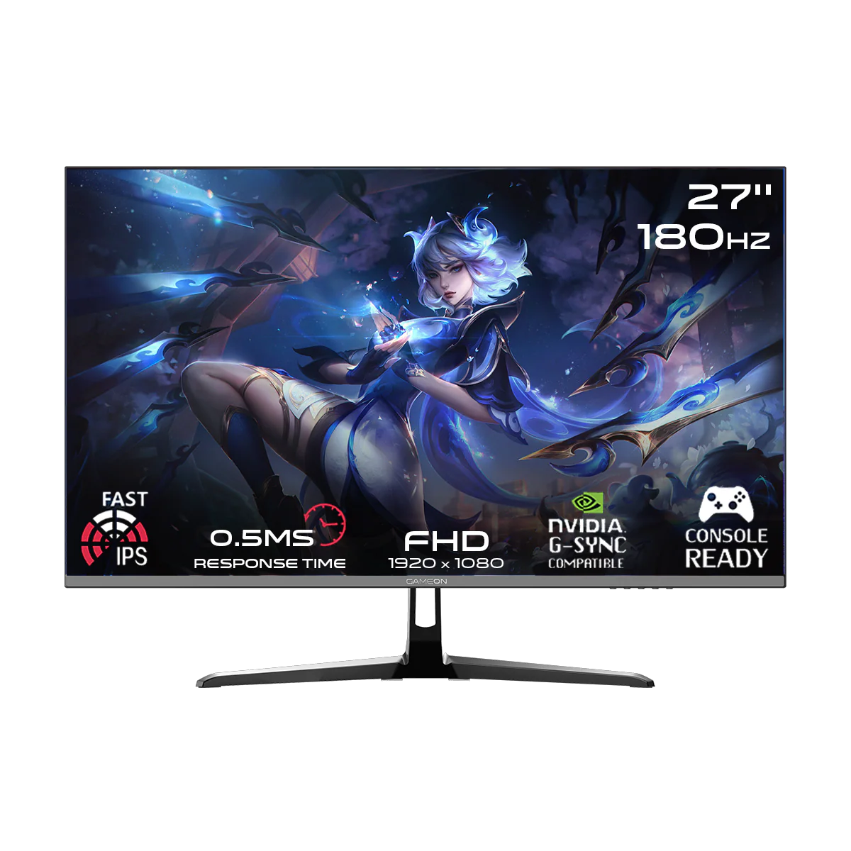 GAMEON GOPS27180IPS Pro Series 27" FHD, 180Hz, MPRT 0.5ms, HDMI 2.1, Fast IPS Gaming Monitor (Supports PS5) - Black