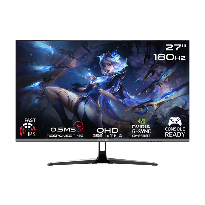 GAMEON GOPS27QHD180IPS Pro Series 27" QHD, 180Hz, MPRT 0.5ms, HDMI 2.1, Fast IPS Gaming Monitor (Supports PS5) - Black
