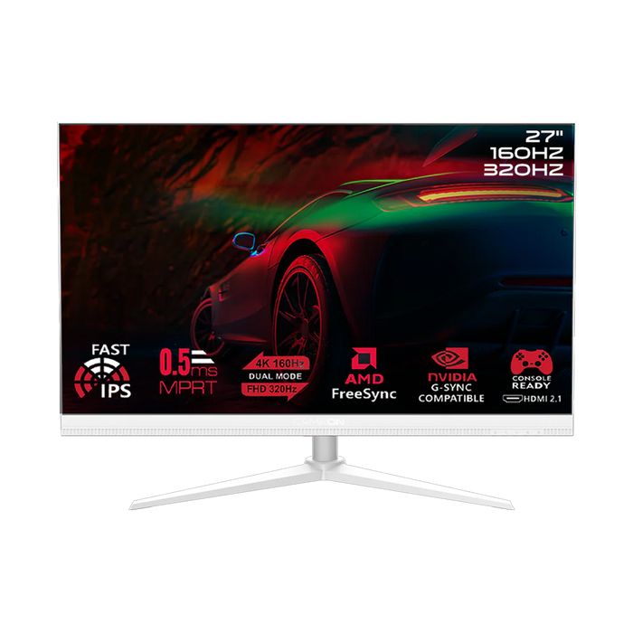 GAMEON GOSX27W Switch X Series 27" Dual Switch 4K UHD 160Hz/FHD 320Hz, MPRT 0.5ms, HDMI 2.1, Fast IPS Gaming Monitor (Supports PS5) - White