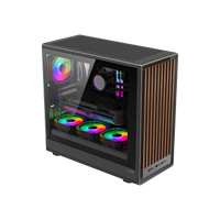 GAMEON TIMBERI Midnight Series ARGB + PWM Mid Tower Gaming Case - Wood/Black