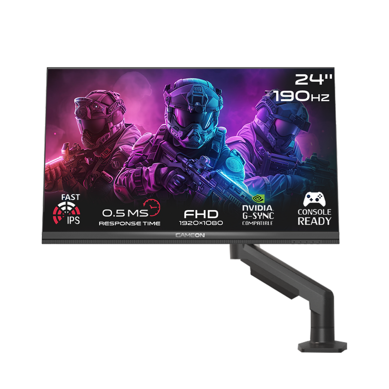 GAMEON GOM24FHD190IPS Midnight Pro X Series 24" FHD, 190Hz, MPRT 0.5ms, Fast IPS Gaming Monitor (Support PS5) with Stand - Black