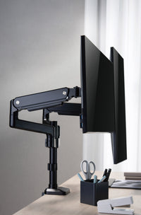 GAMEON GO-3356 Pole-Mounted Gas Spring Dual Monitor Arm, Stand And Mount For Gaming And Office Use, 17" - 32", Each Arm Up To 9 KG, Black